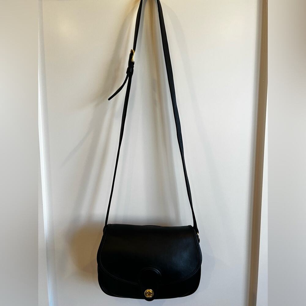 Vintage Coach Prairie Black Leather Crossbody Bag 9954 with Brass Hardware - Picture 8 of 14